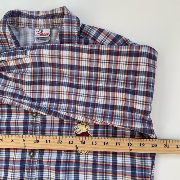 Vintage Disney Store Blue White Plaid Winnie the Pooh Corduroy Shirt Medium - Picture 7 of 8